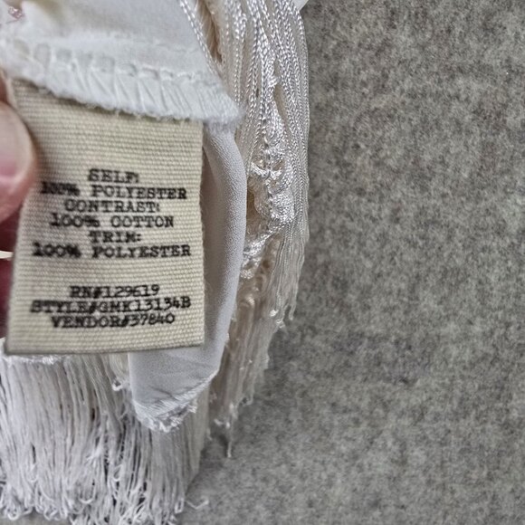 Ginnicks White Boho Fringe Lace Detail Tank Top Small Polyester Blend - Picture 4 of 7